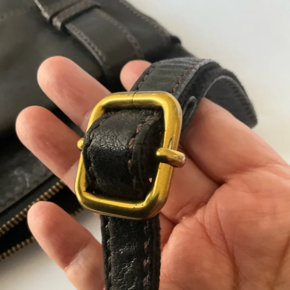 Fossil Black Leather Crossbody with Brass Accent - Picture 14 of 16